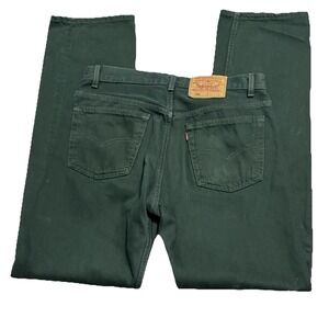 Vintage Levis 501 Jeans Mens 32x32 Green 90s Made In USA Dark Button Fly Faded